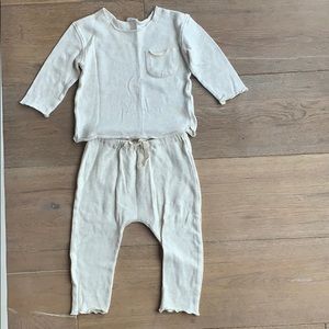 Egg NY cream outfit, pants and shirt, soft 18m